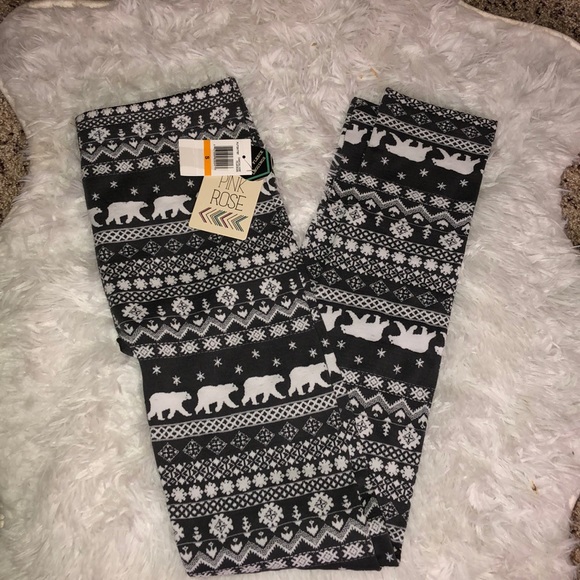 Pink Rose Pants - Adorable charcoal polar bear leggings ❄️